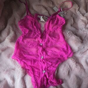 Victoria's Secret Pink Lace Bodysuit NWT